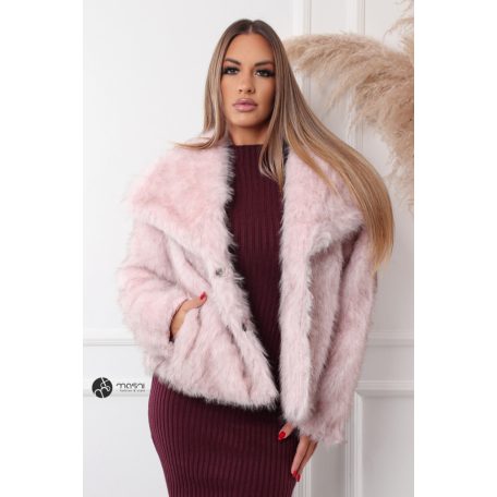 Carina műszőrme kabát púder rózsaszín