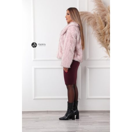 Carina műszőrme kabát púder rózsaszín