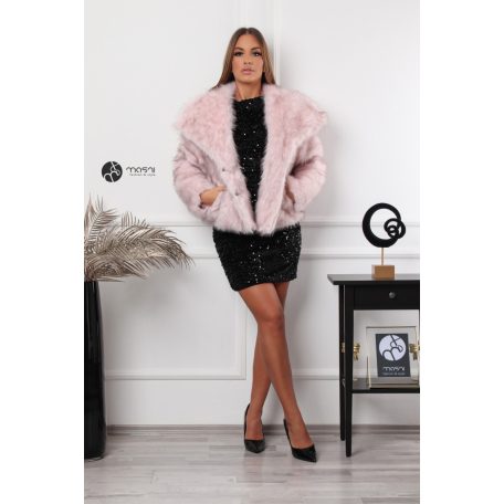 Carina műszőrme kabát púder rózsaszín