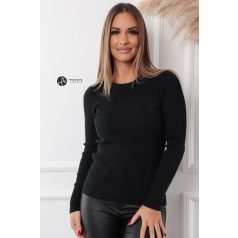 Bordás anyagú kötött felső fekete