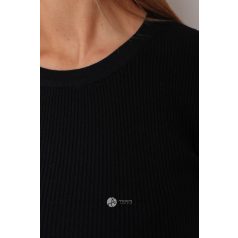 Bordás anyagú kötött felső fekete