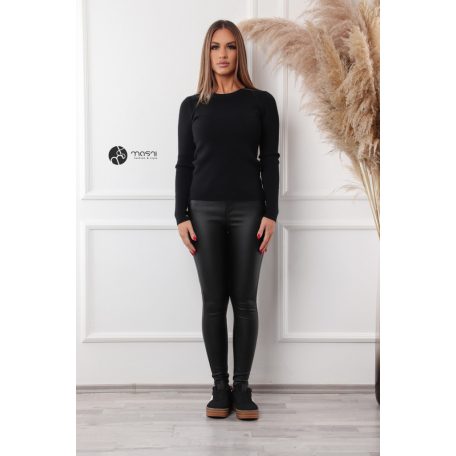 Bordás anyagú kötött felső fekete