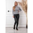 Magas nyakú anyagában csíkos kötött pulcsi szürke