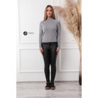 Magas nyakú anyagában csíkos kötött pulcsi szürke