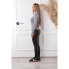 Magas nyakú anyagában csíkos kötött pulcsi szürke