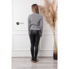 Magas nyakú anyagában csíkos kötött pulcsi szürke