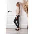 Magas nyakú anyagában csíkos kötött pulcsi bézs