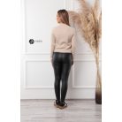 Magas nyakú anyagában csíkos kötött pulcsi bézs