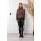 Magas nyakú anyagában csíkos kötött pulcsi barna