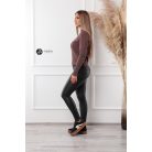 Magas nyakú anyagában csíkos kötött pulcsi barna