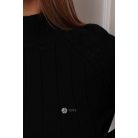 Magas nyakú anyagában csíkos kötött pulcsi fekete