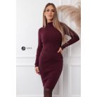 Bordás félgarbós nyakú kötött ruha burgundy