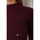 Bordás félgarbós nyakú kötött ruha burgundy