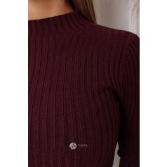 Bordás félgarbós nyakú kötött ruha burgundy