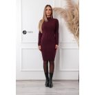 Bordás félgarbós nyakú kötött ruha burgundy