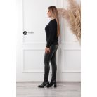 Szatén virágos kötött pulcsi fekete