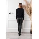 Szatén virágos kötött pulcsi fekete