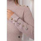 Arany gombos garbós nyakú kötött ruha bézs