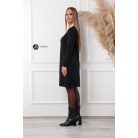 Hímzett + gyöngyös galléros kötött ruha fekete