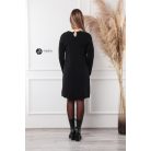 Hímzett + gyöngyös galléros kötött ruha fekete