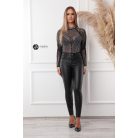 Magas nyakú kövezett body fekete