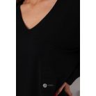 V nyakú kötött tunika/ruha fekete