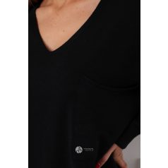 V nyakú kötött tunika/ruha fekete