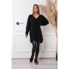 V nyakú kötött tunika/ruha fekete