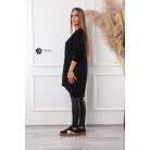 V nyakú kötött tunika/ruha fekete