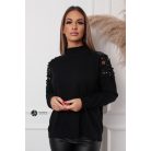 Gyöngyös vállú kötött pulcsi fekete