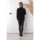 Gyöngyös vállú kötött pulcsi fekete