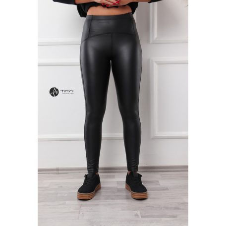 Műbőr leggings fekete