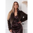 Brossos műszőrme boleró csokibarna