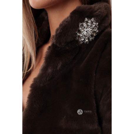 Brossos műszőrme boleró csokibarna