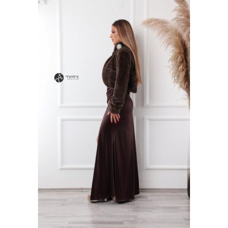 Brossos műszőrme boleró csokibarna