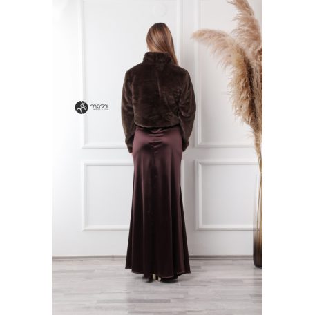 Brossos műszőrme boleró csokibarna