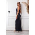 Leana ejtett nyakú elasztikus maxi ruha sötétkék