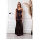Sofia szatén maxi ruha csokibarna