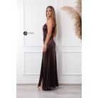 Sofia szatén maxi ruha csokibarna