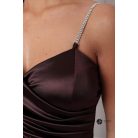 Sofia szatén maxi ruha csokibarna