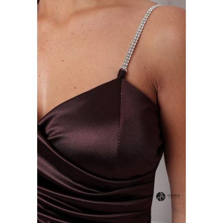 Sofia szatén maxi ruha csokibarna