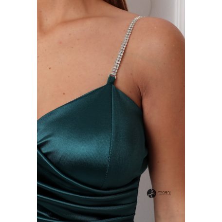 Sofia szatén maxi ruha sötét zöld