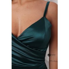 Alessandra szatén mini ruha sötétzöld