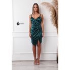 Alessandra szatén mini ruha sötétzöld