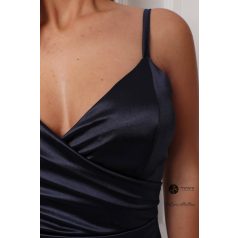 Alessandra szatén mini ruha sötétkék