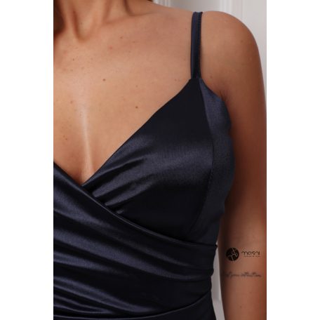 Alessandra szatén mini ruha sötétkék