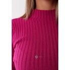 Bordás félgarbós nyakú kötött ruha fukszia