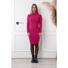 Bordás félgarbós nyakú kötött ruha fukszia
