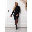 Bordás félgarbós nyakú kötött ruha fekete