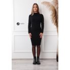 Bordás félgarbós nyakú kötött ruha fekete